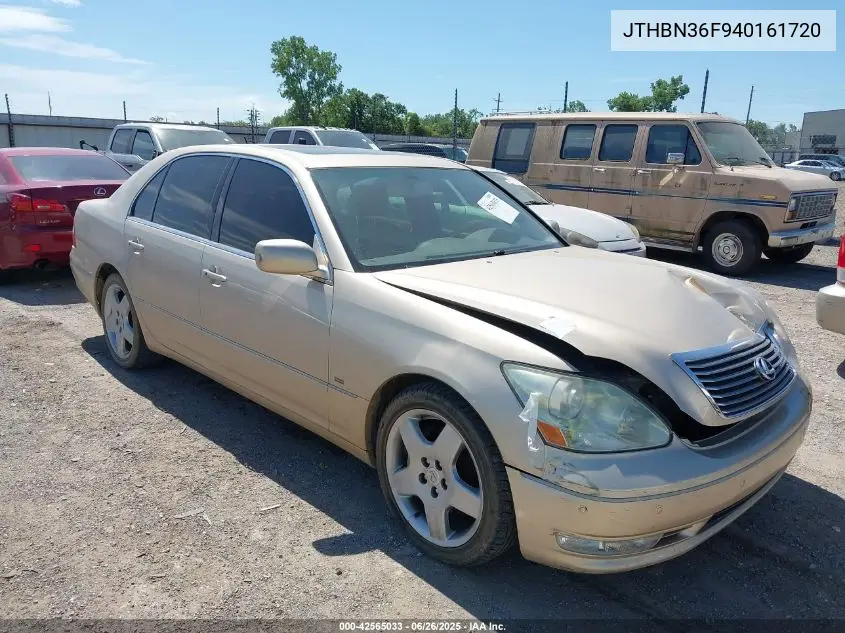 2004 Lexus Ls 430 VIN: JTHBN36F940161720 Lot: 42565033