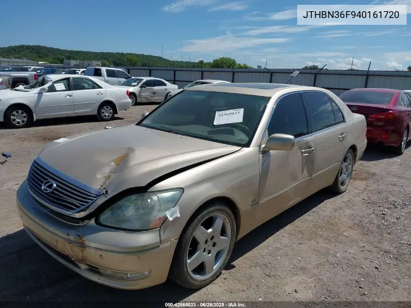 2004 Lexus Ls 430 VIN: JTHBN36F940161720 Lot: 42565033
