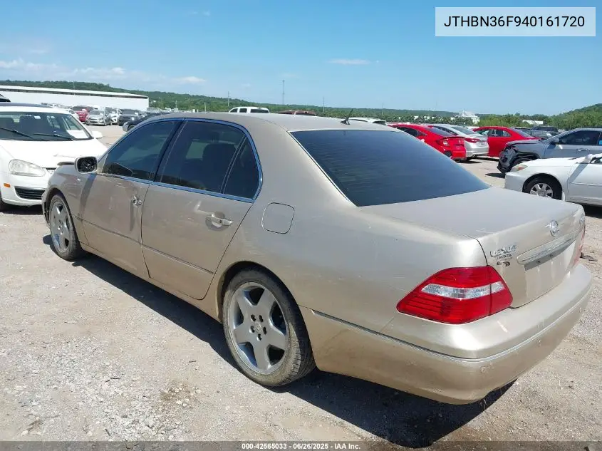 2004 Lexus Ls 430 VIN: JTHBN36F940161720 Lot: 42565033