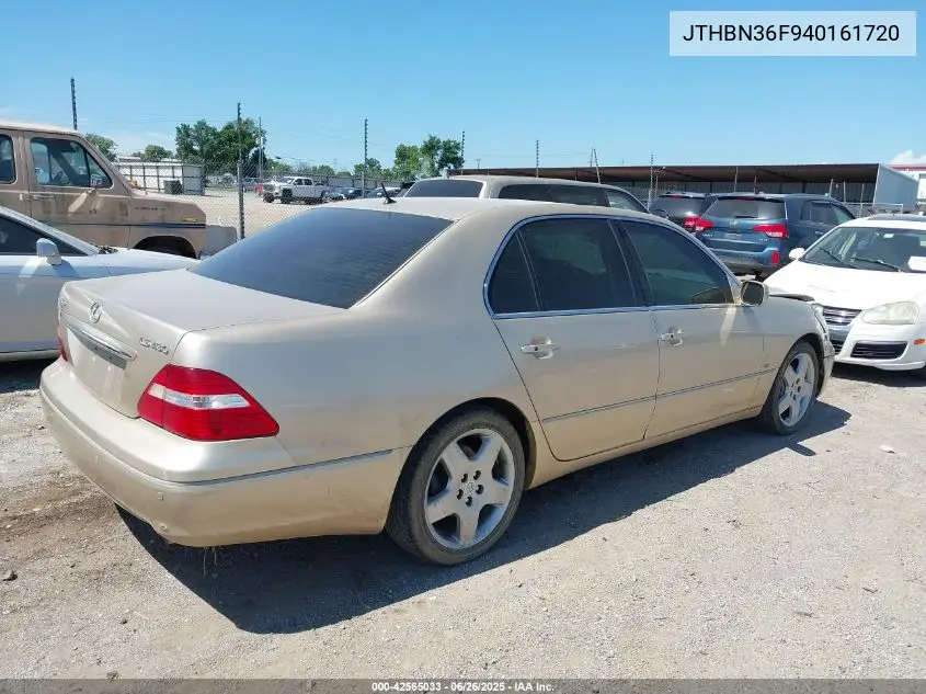 2004 Lexus Ls 430 VIN: JTHBN36F940161720 Lot: 42565033
