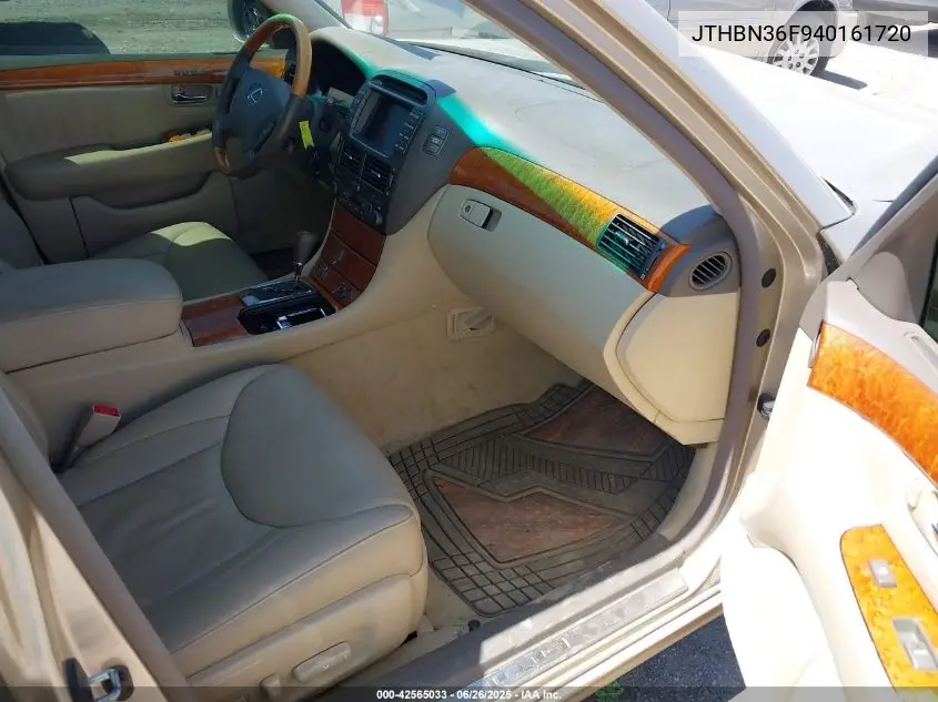 2004 Lexus Ls 430 VIN: JTHBN36F940161720 Lot: 42565033