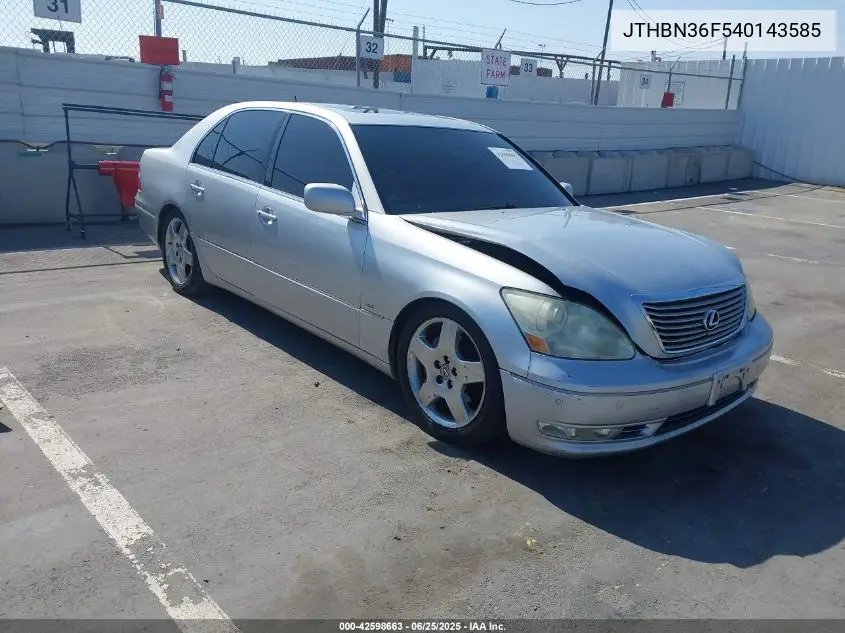 2004 Lexus Ls 430 VIN: JTHBN36F540143585 Lot: 42598663