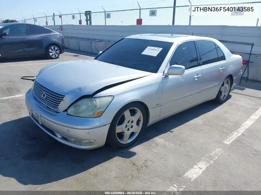 2004 Lexus Ls 430 VIN: JTHBN36F540143585 Lot: 42598663