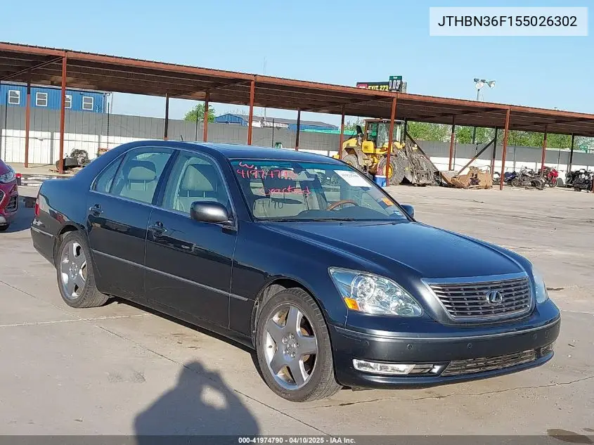2005 Lexus Ls 430 VIN: JTHBN36F155026302 Lot: 41974790
