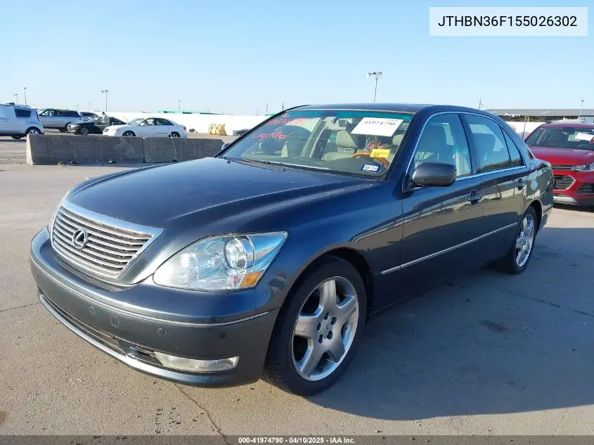 2005 Lexus Ls 430 VIN: JTHBN36F155026302 Lot: 41974790