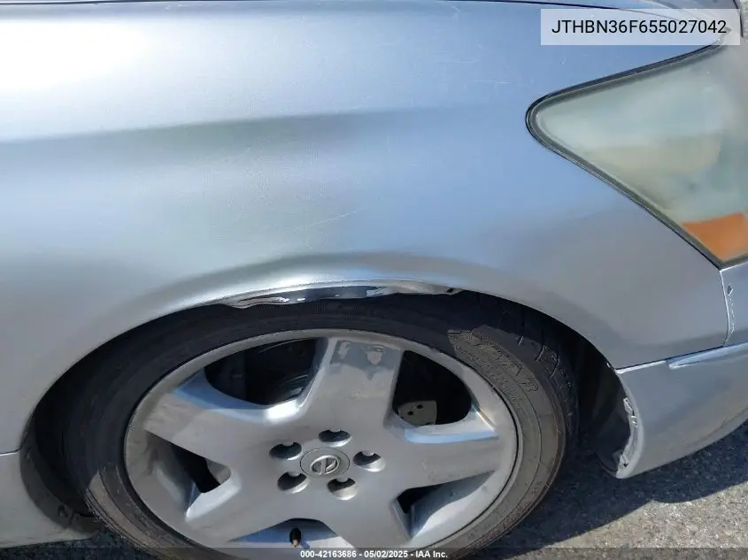 2005 Lexus Ls 430 VIN: JTHBN36F655027042 Lot: 42163686