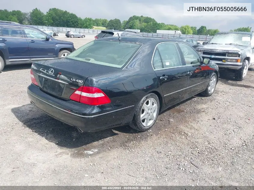2005 Lexus Ls 430 VIN: JTHBN36F055005666 Lot: 42220985
