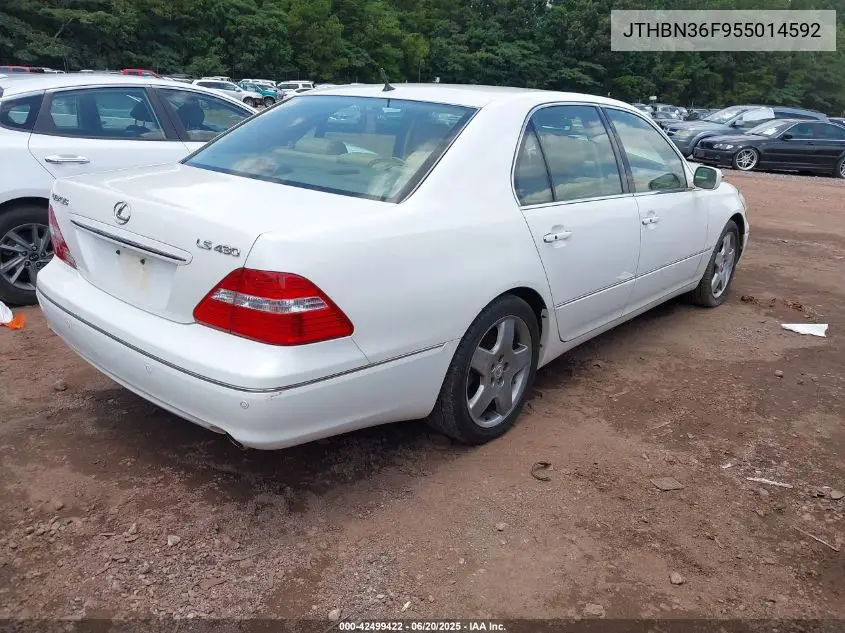 2005 Lexus Ls 430 VIN: JTHBN36F955014592 Lot: 42499422