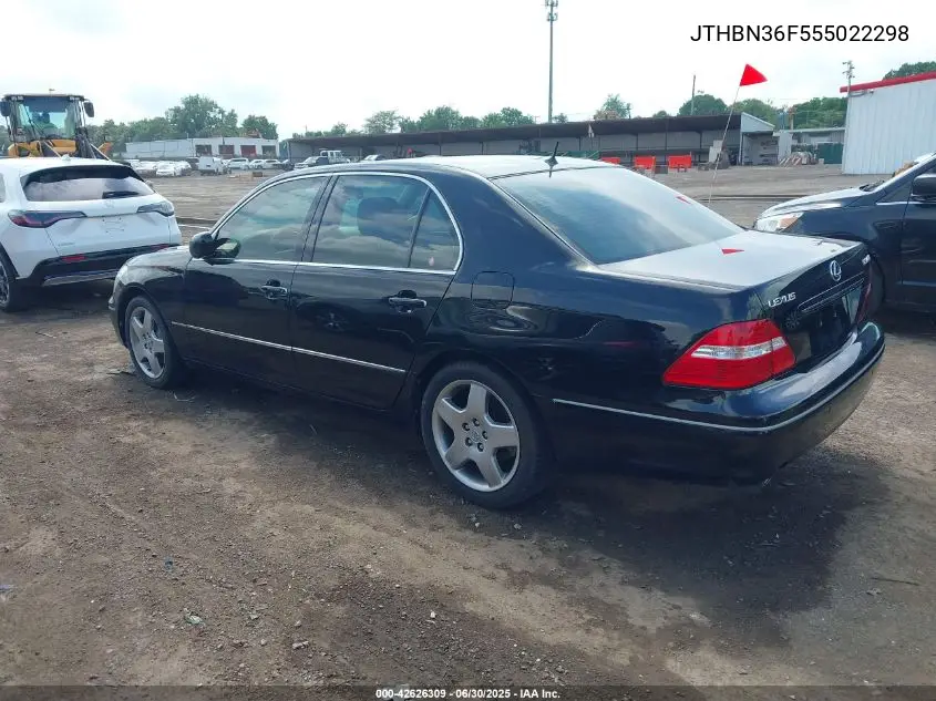 2005 Lexus Ls 430 VIN: JTHBN36F555022298 Lot: 42626309