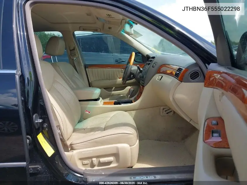 2005 Lexus Ls 430 VIN: JTHBN36F555022298 Lot: 42626309