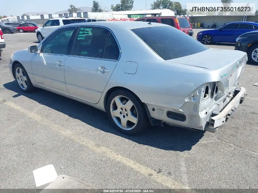 2005 Lexus Ls 430 VIN: JTHBN36F355016273 Lot: 42816754