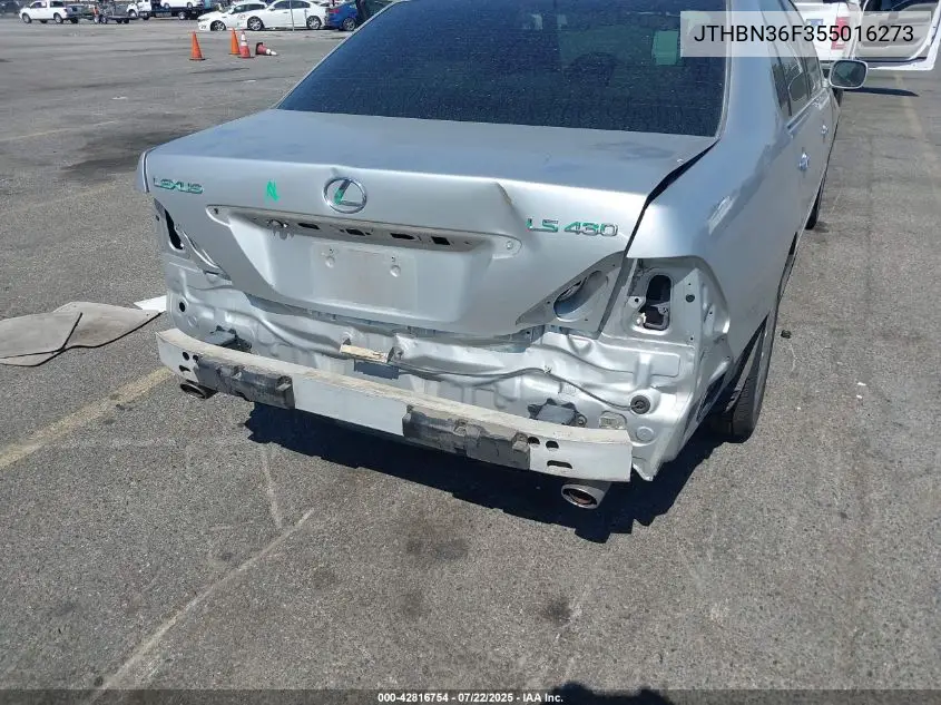 2005 Lexus Ls 430 VIN: JTHBN36F355016273 Lot: 42816754