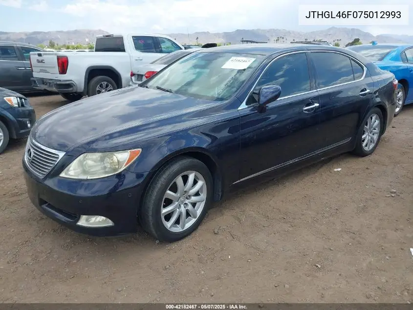 2007 Lexus Ls 460 L VIN: JTHGL46F075012993 Lot: 42182467