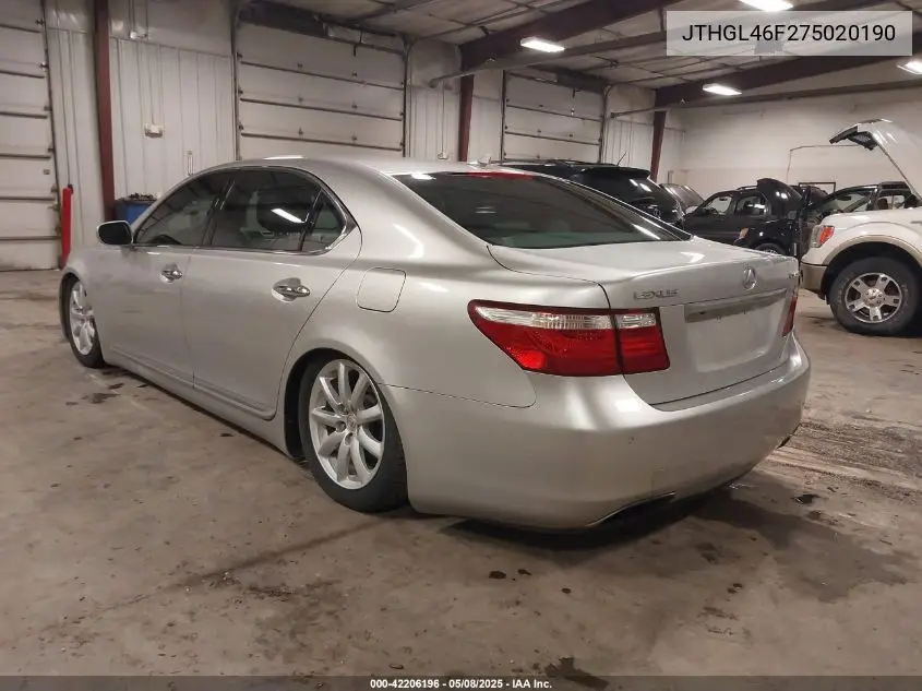 2007 Lexus Ls 460 L VIN: JTHGL46F275020190 Lot: 42206196