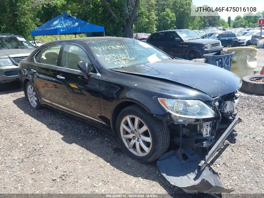 2007 Lexus Ls 460 L VIN: JTHGL46F475016108 Lot: 42496710