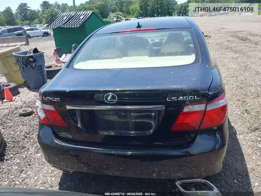 2007 Lexus Ls 460 L VIN: JTHGL46F475016108 Lot: 42496710