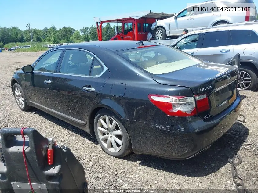2007 Lexus Ls 460 L VIN: JTHGL46F475016108 Lot: 42496710