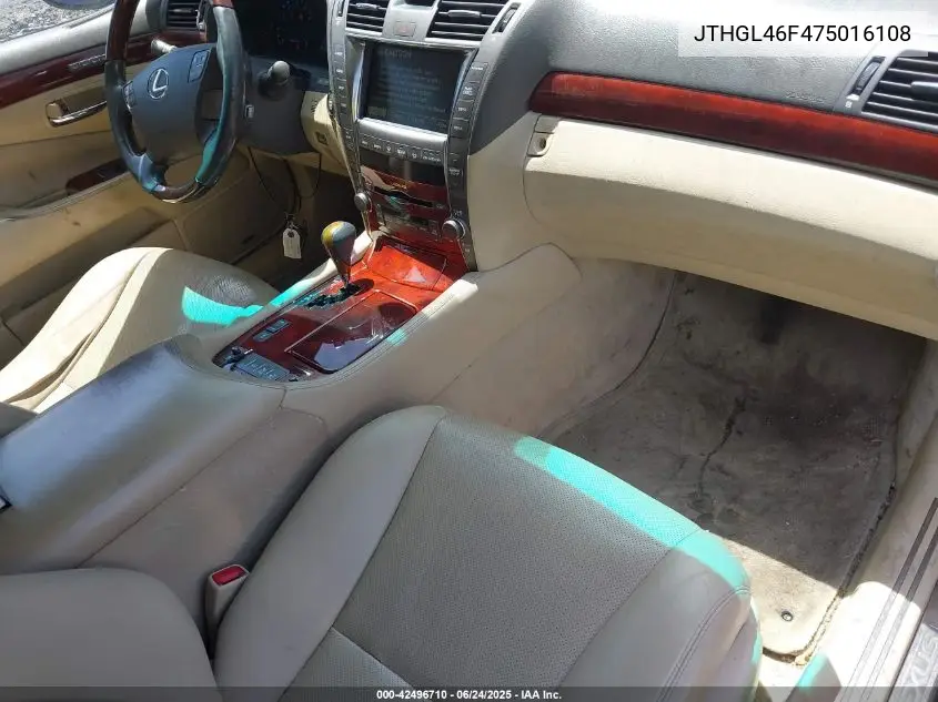 2007 Lexus Ls 460 L VIN: JTHGL46F475016108 Lot: 42496710