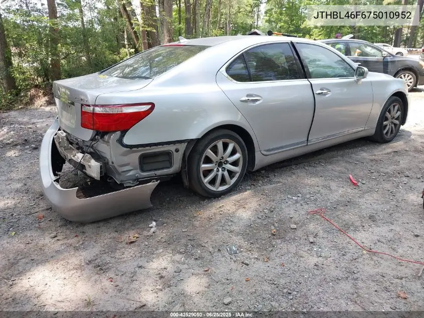 2007 Lexus Ls 460 VIN: JTHBL46F675010952 Lot: 42529050