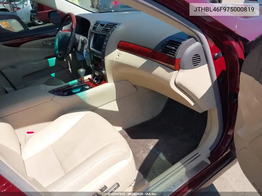 2007 Lexus Ls 460 VIN: JTHBL46F975000819 Lot: 42547913
