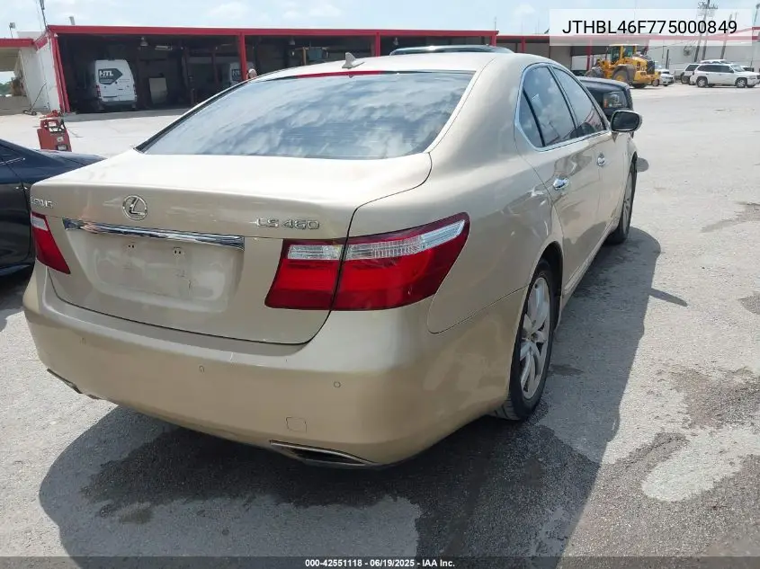 2007 Lexus Ls 460 VIN: JTHBL46F775000849 Lot: 42551118