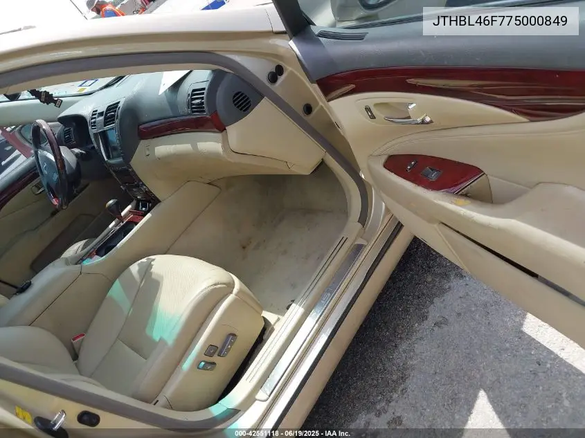 2007 Lexus Ls 460 VIN: JTHBL46F775000849 Lot: 42551118