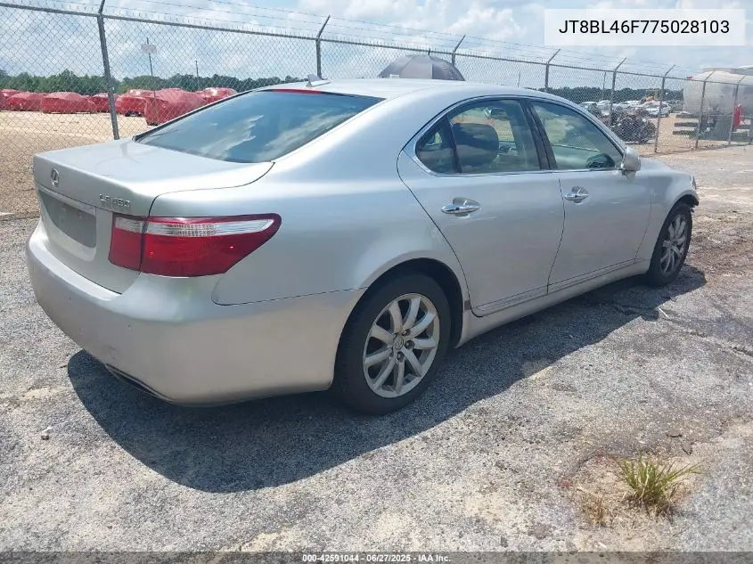 2007 Lexus Ls 460 VIN: JT8BL46F775028103 Lot: 42591044