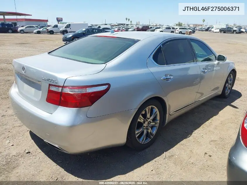 2007 Lexus Ls 460 L VIN: JTHGL46F275006371 Lot: 42596223