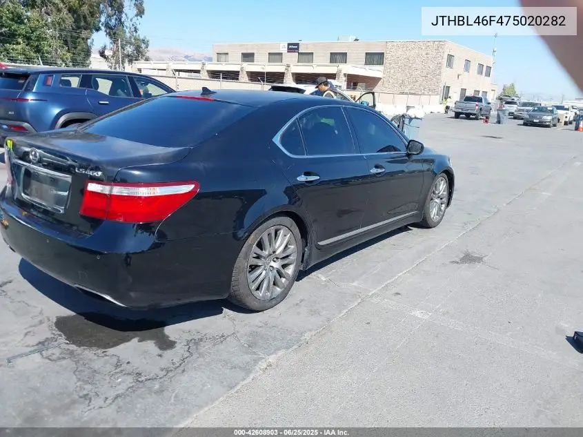 2007 Lexus Ls 460 VIN: JTHBL46F475020282 Lot: 42608903