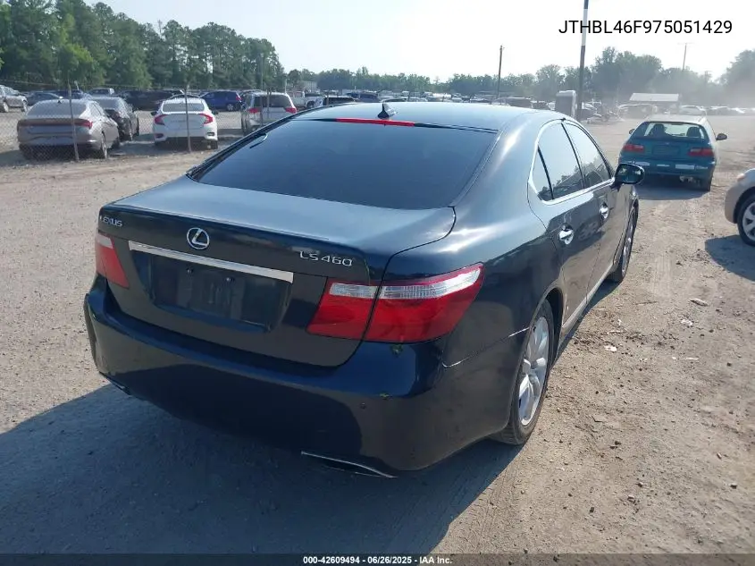 2007 Lexus Ls 460 VIN: JTHBL46F975051429 Lot: 42609494