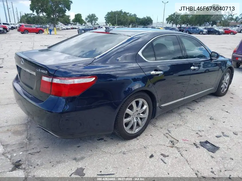 2007 Lexus Ls 460 VIN: JTHBL46F675040713 Lot: 42624465
