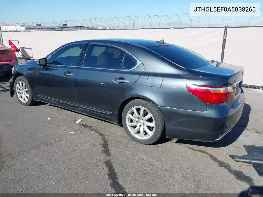 2010 Lexus Ls 460 L VIN: JTHGL5EF0A5038265 Lot: 42224079