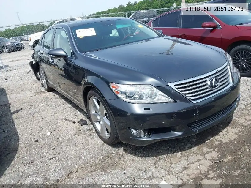 2011 Lexus Ls 460 VIN: JTHBL5EF2B5106478 Lot: 42193274
