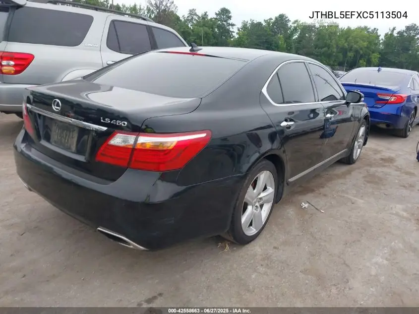 2012 Lexus Ls 460 VIN: JTHBL5EFXC5113504 Lot: 42558663