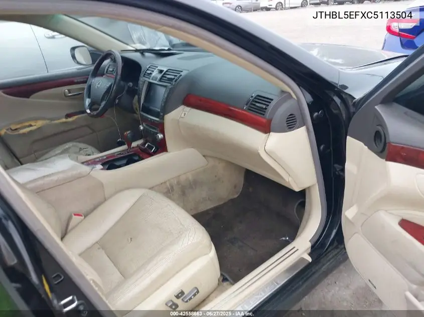 2012 Lexus Ls 460 VIN: JTHBL5EFXC5113504 Lot: 42558663