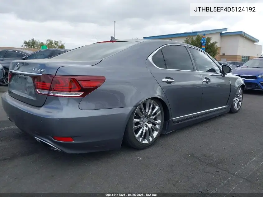 2013 Lexus Ls 460 VIN: JTHBL5EF4D5124192 Lot: 42117321