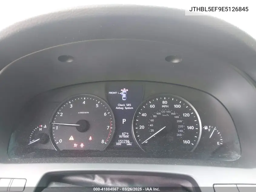 2014 Lexus Ls 460 VIN: JTHBL5EF9E5126845 Lot: 41884567