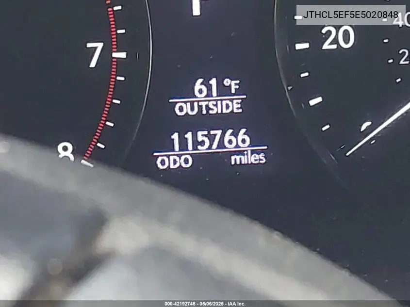 2014 Lexus Ls 460 VIN: JTHCL5EF5E5020848 Lot: 42192746