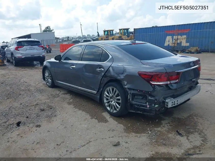 2016 Lexus Ls 460 VIN: JTHCL5EF5G5027351 Lot: 42414163