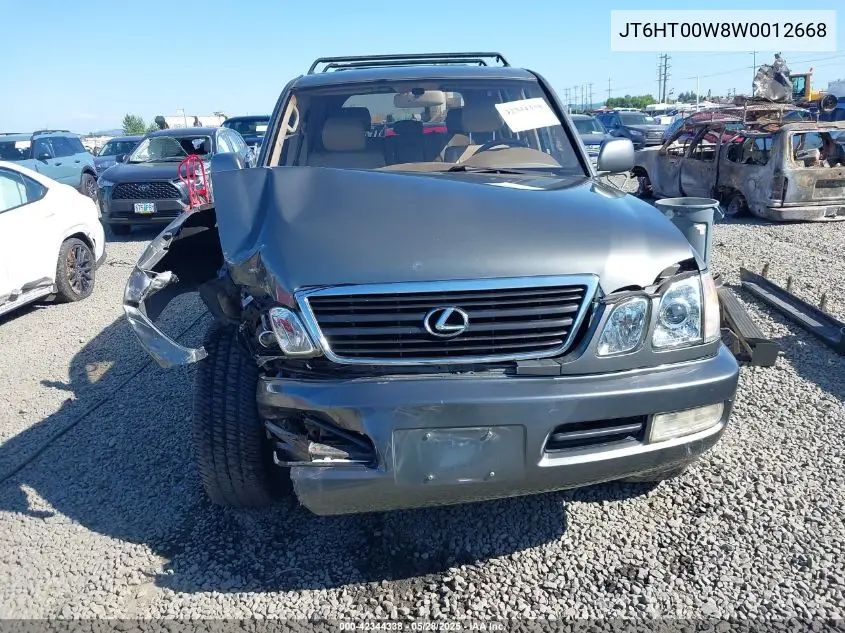 1998 Lexus Lx 470 VIN: JT6HT00W8W0012668 Lot: 42344338