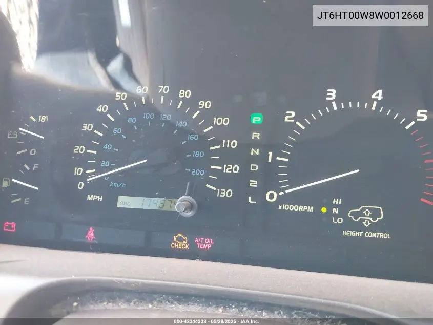 1998 Lexus Lx 470 VIN: JT6HT00W8W0012668 Lot: 42344338