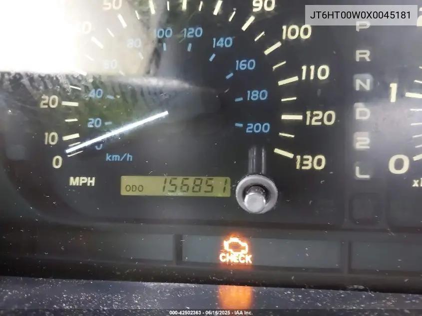 1999 Lexus Lx 470 VIN: JT6HT00W0X0045181 Lot: 42502363