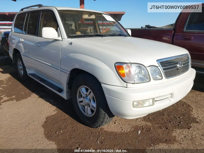 2000 Lexus Lx 470 VIN: JT6HT00W0Y0089537 Lot: 41345434