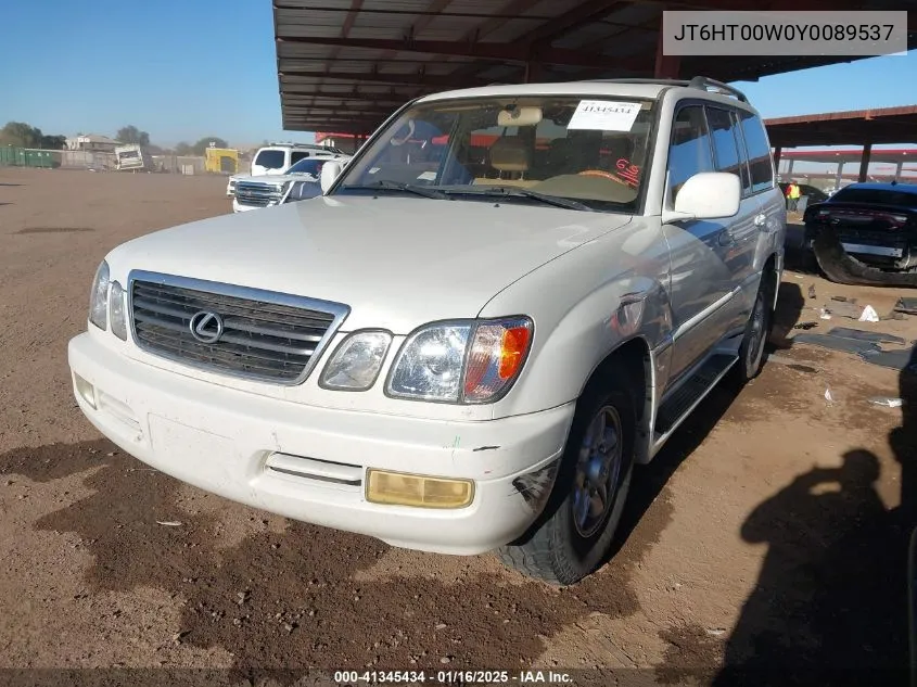 2000 Lexus Lx 470 VIN: JT6HT00W0Y0089537 Lot: 41345434