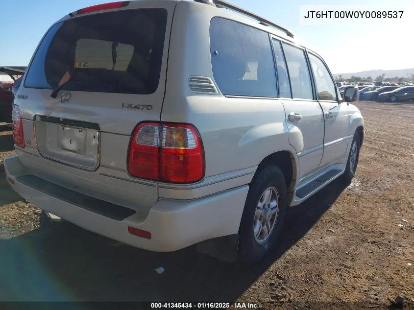 2000 Lexus Lx 470 VIN: JT6HT00W0Y0089537 Lot: 41345434