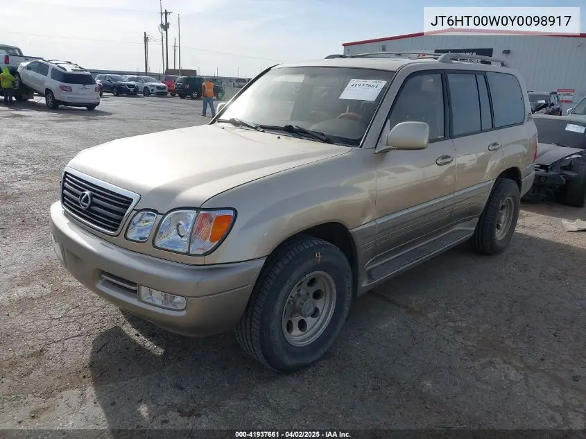 2000 Lexus Lx 470 VIN: JT6HT00W0Y0098917 Lot: 41937661