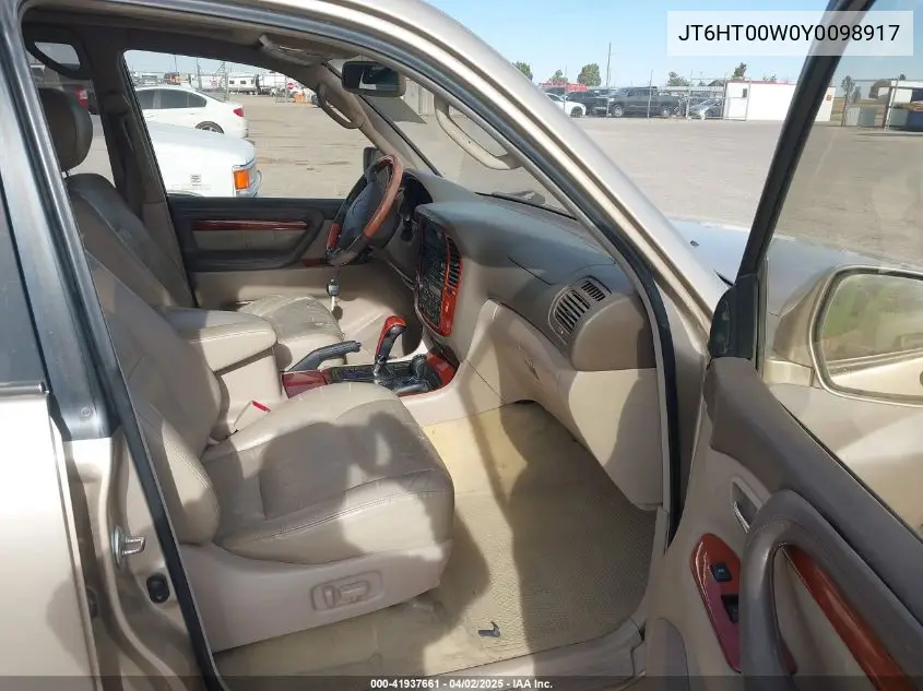 2000 Lexus Lx 470 VIN: JT6HT00W0Y0098917 Lot: 41937661