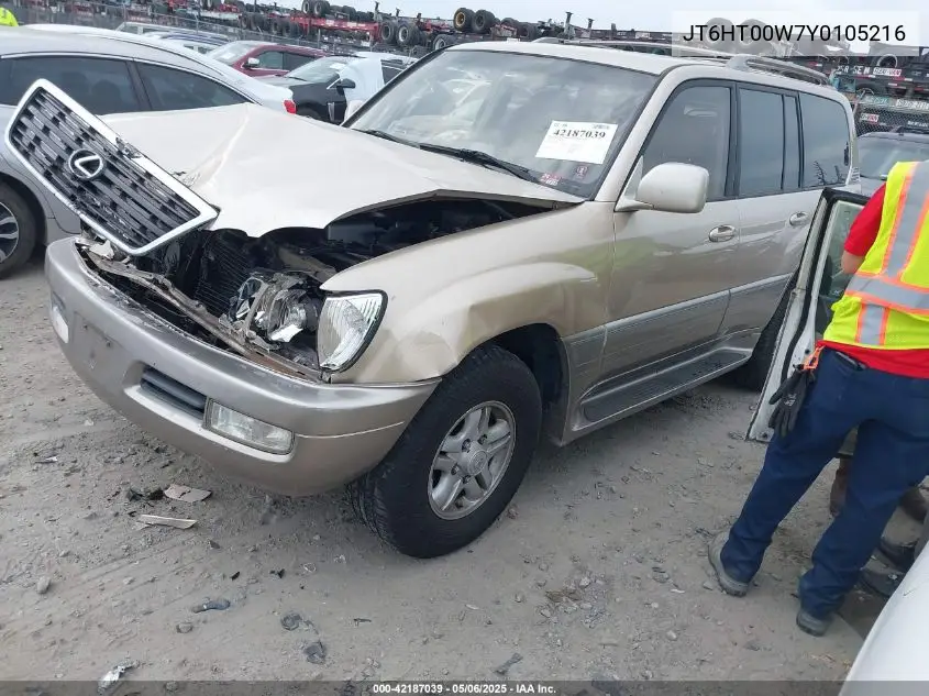 2000 Lexus Lx 470 VIN: JT6HT00W7Y0105216 Lot: 42187039