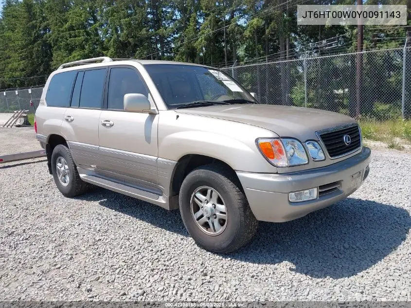 2000 Lexus Lx 470 VIN: JT6HT00W0Y0091143 Lot: 42398168