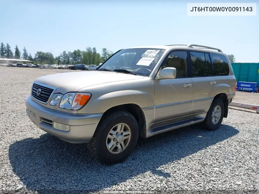 2000 Lexus Lx 470 VIN: JT6HT00W0Y0091143 Lot: 42398168